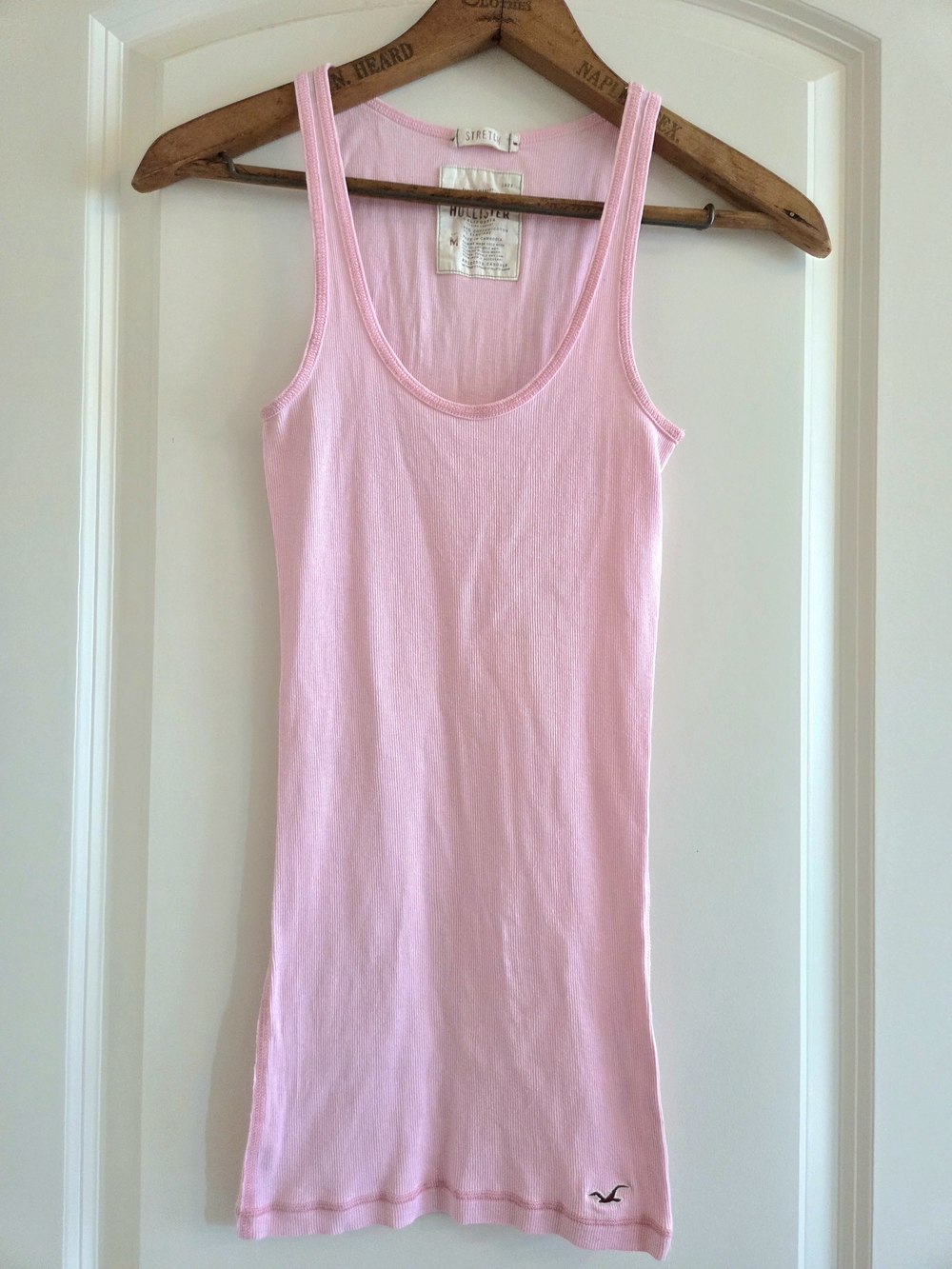 Hollister Vintage Y2K Ribbed Long Tank Top Baby Pink M Bella Swan Whimsycore